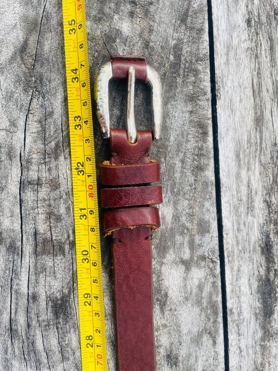 The Limited Genuine Leather Brown Narrow Dented Silver Buckle Belt Made in Italy main image 4